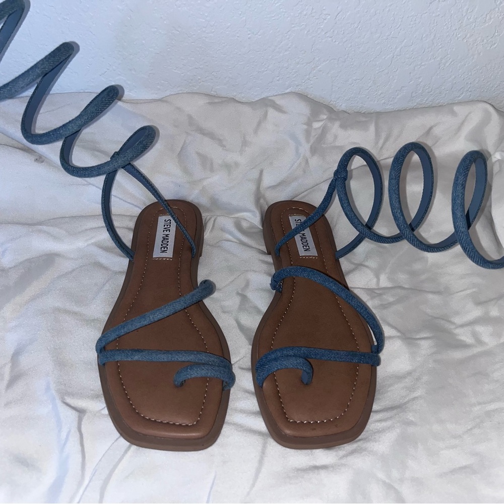 Steve Madden Blue and Brown Sandals with Minimalist Design